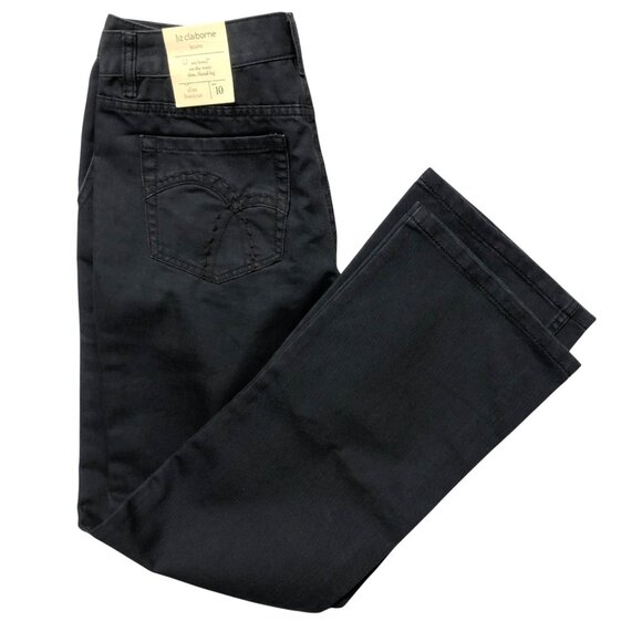 Liz Claiborne Black Jeans Womens Size 10 Slim Boot Cut Denim Pants NEW - Picture 1 of 9